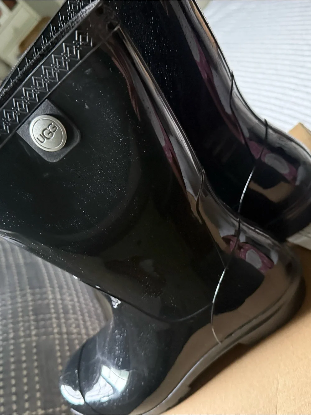 UGG Black Gloss Short Rain Boots